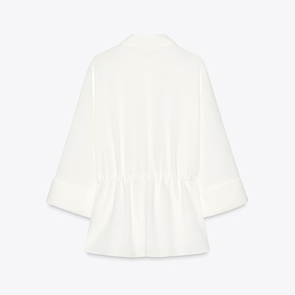 ZARA 2 PIECES SET GATHERED KIMONO SHIRT AND CREPE WIDE LEG PANTS SIZE XS/S - Picture 12 of 15